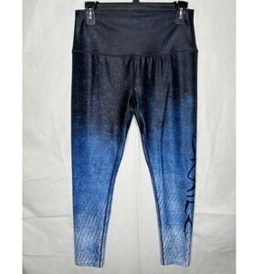 Loco Kailo Women's Activewear Leggings Blue Black Fish Scale Print Size M